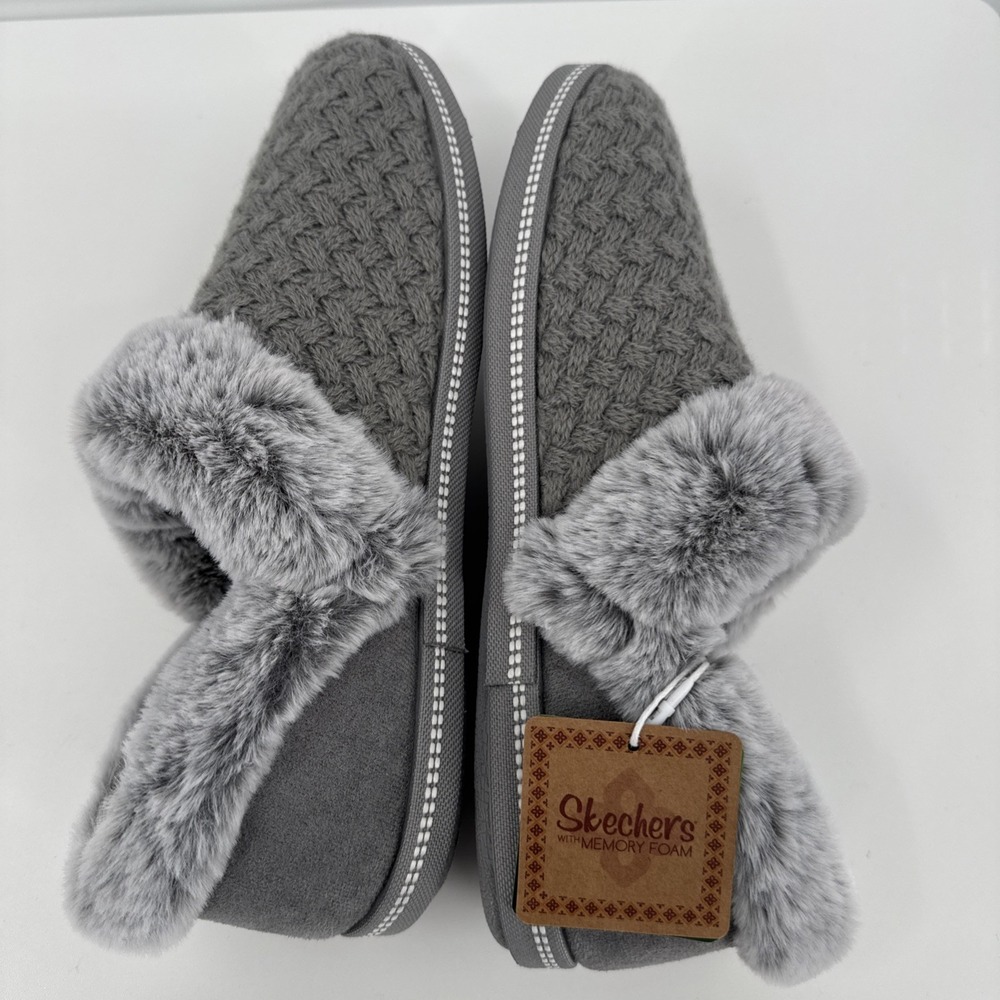 Skechers Cozy Campfire Fresh Toast Slippers Womens Gray Clog Faux Fur Size 8.5 - Picture 8 of 9